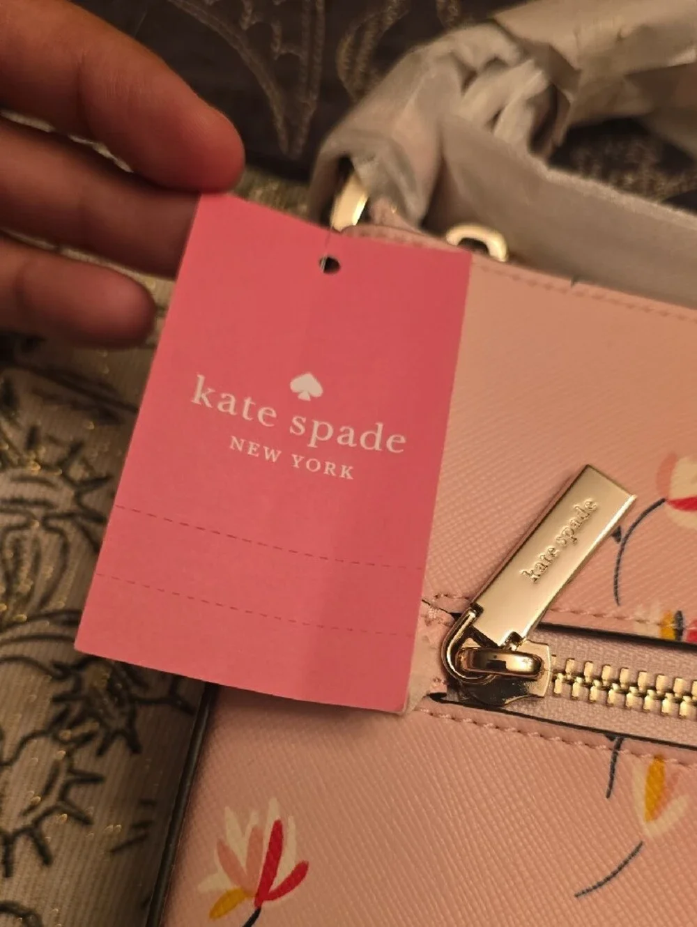 kate spade Blush Pink Floral Crossbody with Gold Hardware
